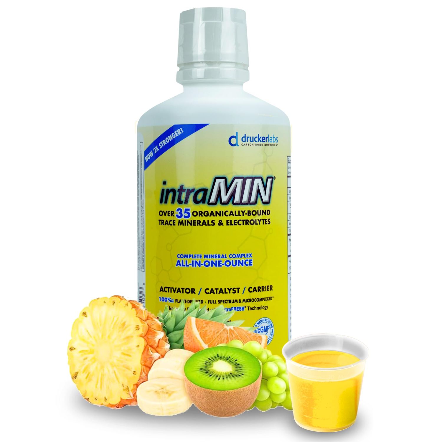 DRUCKER Labs - IntraMIN Organic Liquid Trace Minerals Dietary Supplement for Men, Women, Kids, Immune Support, Muscle Support, Non GMO, Gluten Free, Vegan, Electrolytes (32 oz., Tropical Fruit Punch)