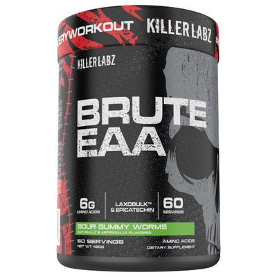 KILLER LABZ Brute EAA Branched Chain &amp; Essential Amino Acids | 6g of Aminos to Accelerate Recovery and Lean Mass Gains 60 Servings (Sour Gummy Worms)