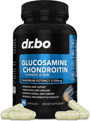 Glucosamine Chondroitin MSM Turmeric - Joint Health Supplement 2100mg Knee Bone &amp; Joints - Joint Support Supplement Pills Advanced Glucosamine Sulfate Capsules Joint Supplements for Men Women Adults