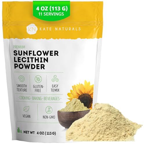 Kate Naturals Sunflower Lecithin Powder for Baking Bread, Gummies, Cooking (4oz) 100% Natural, Gluten Free, Non-GMO Substitute for Lecithin Powder for Liposomal Vitamin C, Lactation Supplement