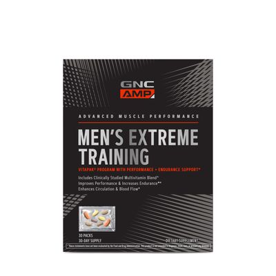 GNC AMP Men&#39;s Extreme Training Vitapak | Developed for Max Performance and Endurance | 5-Step Daily Supplement System | Targeted Muscle Support | 30 Count