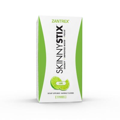 Zantrex SkinnyStix Energy Powder - GLP-1 Support, Boost Mood - 10 Calories - Yerba Mate, Coffee Bean - 15 Stix, Lime