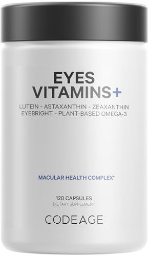 Codeage Eyes Vitamins - AREDS 2 Based Formula Supplement - 2-Month Supply - Vitamins A, C, E, Zinc, Lutein, Astaxanthin, Zeaxanthin, Eyebright, Marigold, Bilberry, Saffron, Omega-3-120 Capsules