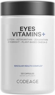 Codeage Eyes Vitamins - AREDS 2 Based Formula Supplement - 2-Month Supply - Vitamins A, C, E, Zinc, Lutein, Astaxanthin, Zeaxanthin, Eyebright, Marigold, Bilberry, Saffron, Omega-3-120 Capsules