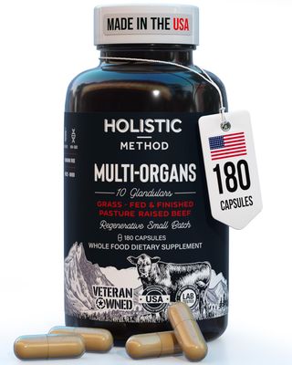 Beef Organ Supplement Grass Fed Complex for Men and Women - 10 Carnivore Meat Proprietary Blend of Beef Liver, Marrow, Brain, Thymus, Spleen, Kidney, Lung, Heart, Pancreas, Gallbladder -180 Caps