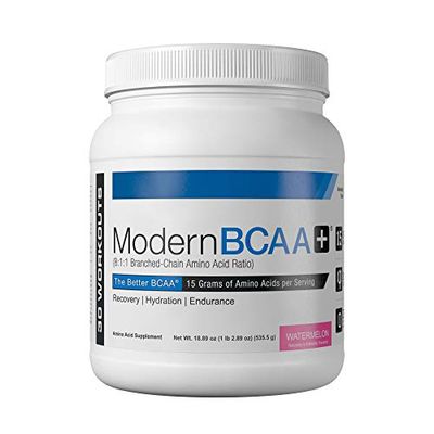 Modern BCAA Branched Chain Amino Acid Powder | Sugar Free Post Workout Muscle Recovery &amp; Hydration Drink with 15g Amino Acids and 8:1:1 BCAA Ratio for Men &amp; Women | 30 Servings (Watermelon)