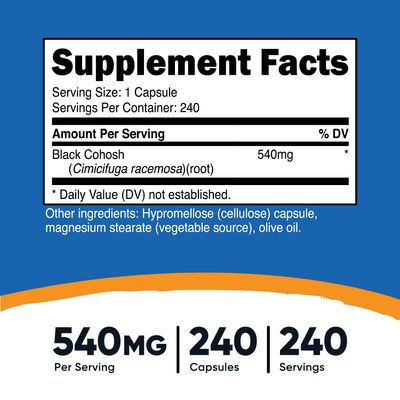 Nutricost Black Cohosh 540mg, 240 Capsules - Non-GMO, Gluten Free