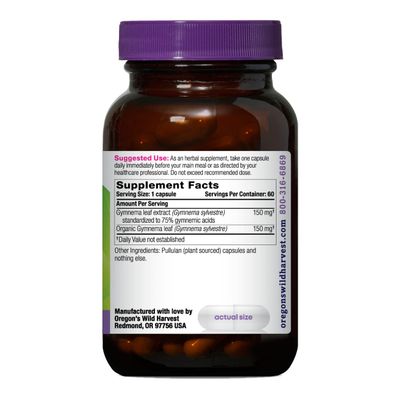 Oregon's Wild Harvest Gymnema Herbal Supplement Vegan Capsules, 60 Count