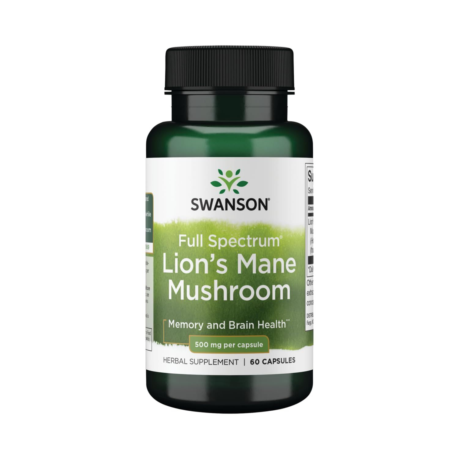Swanson Lion&#39;s Mane Mushroom Capsules - 500 mg Each, 60 Capsules - Herbal Supplement Supporting Cognitive Function