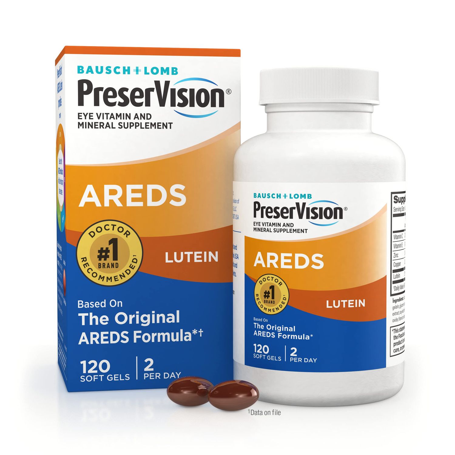 PreserVision AREDS Eye Vitamin &amp; Mineral Supplement, by Bausch + Lomb, 120 Count Bottle (Soft Gels)