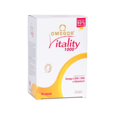 OMEGOR Vitality 1000-90 Capsules - Omega-3 with 800mg EPA/DHA per Capsule | The Only Omega-3 IFOS 5-Star Certified Since 2006 | 90% Omega-3 in rTG Form | High Dosage EPA and DHA