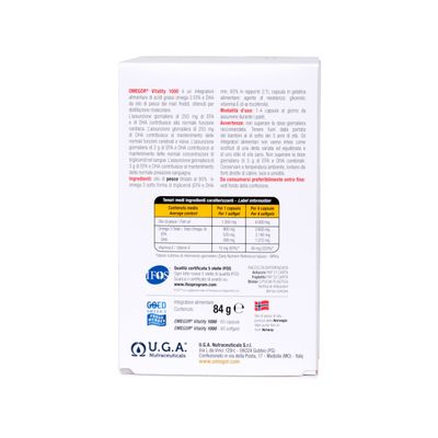 OMEGOR Vitality 1000-90 Capsules - Omega-3 with 800mg EPA/DHA per Capsule | The Only Omega-3 IFOS 5-Star Certified Since 2006 | 90% Omega-3 in rTG Form | High Dosage EPA and DHA