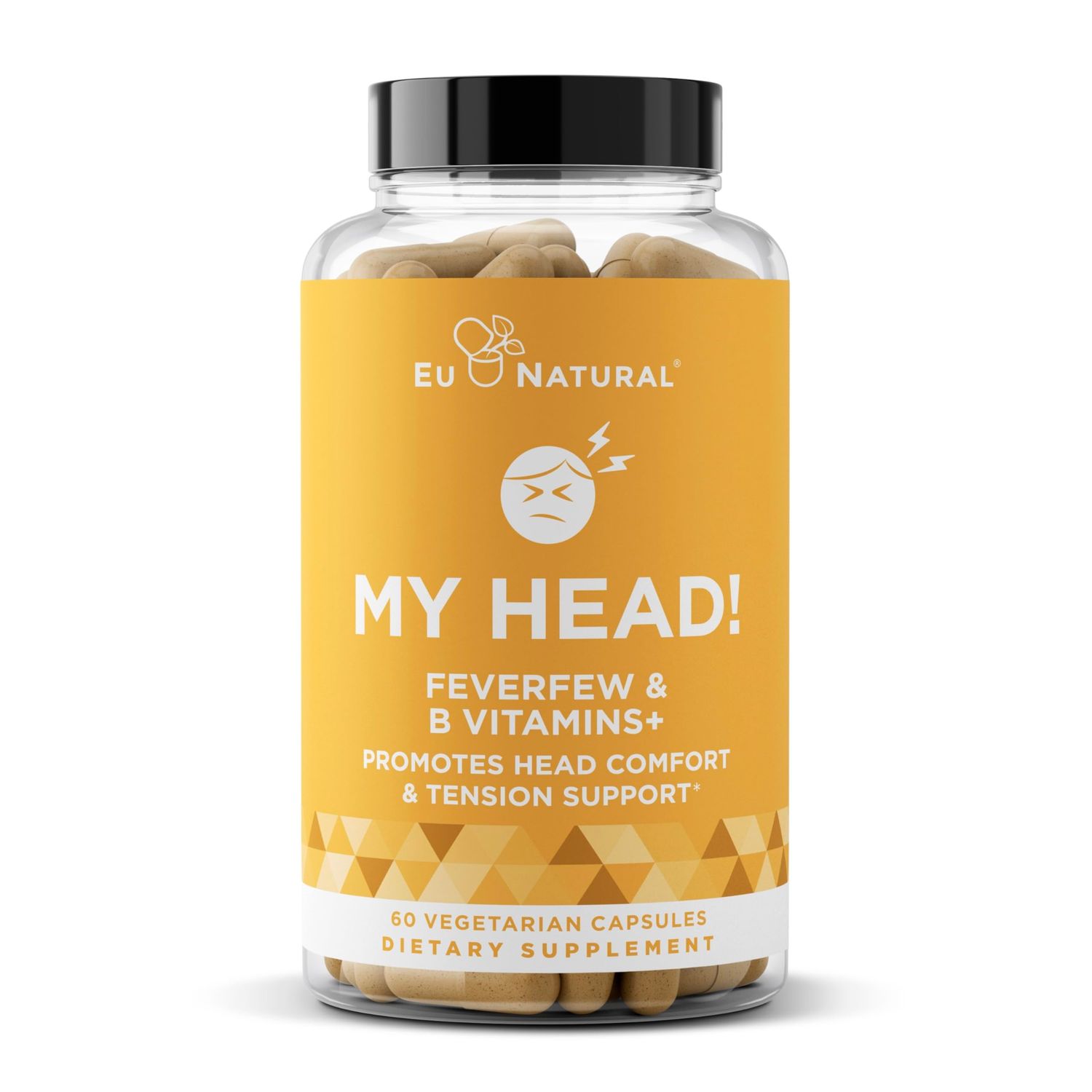 My Head! Headache Vitamins - Sensitivity, Tension, Comfort, Healthy Head Function for A Clear Mind - Fast acting Magnesium, Feverfew, Boswellia, Vitamin D, Ginger, &amp; More - 60 Soft Capsules