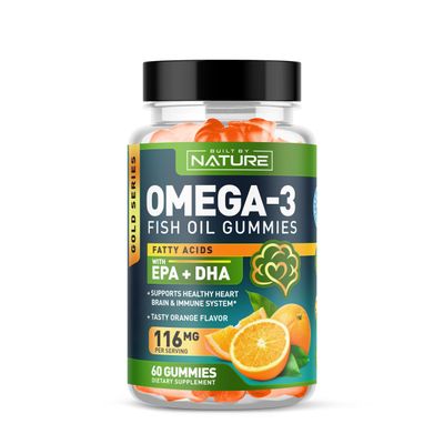 Omega 3 Fish Oil Gummies with EPA &amp; DHA from Wild Fish - Triple Strength Omega 3 Fish Oil Gummy, Supports Healthy Heart, Brain &amp; Immune System, Burpless &amp; Natural - 60 Gummies, 30 Day Supply