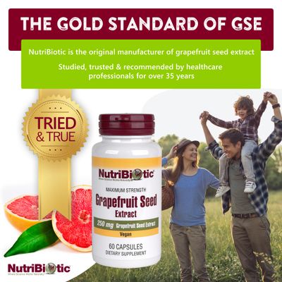 NutriBiotic - Grapefruit Seed Extract Capsules 250 mg, 60 Count - Maximum Strength with Bioflavonoids