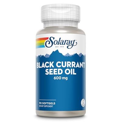 SOLARAY Black Currant Seed Oil 600 mg - Supplying Antioxidants, Gamma Linolenic Acid (GLA), Alpha Linolenic (ALA) and Linoleic Acid (LA) - Skin Health Support - 60-Day Guarantee, 90 Serv, 90 Softgels