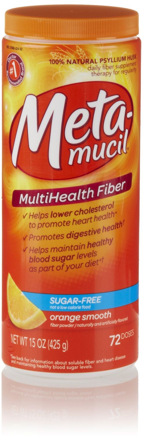 METAMUCIL PSYLLIUM FIBER SUPPLEMENT ORANGE SUGAR FREE SMOOTH TEXTURE POWDER 72 DOSES (OLD)