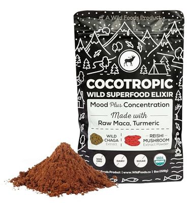 Organic Cocotropic Superfood Mushroom Hot Chocolate Mix, 8 oz | Non-GMO, Vegan, Gluten Free, Reishi Mushrooms, Chaga