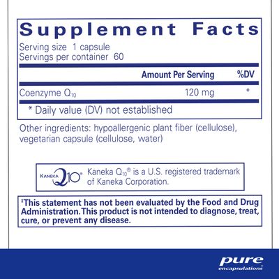 Pure Encapsulations CoQ10 120 mg - Coenzyme Q10 Supplement for Heart Health, Energy, Antioxidants, Brain &amp; Memory Health - Cellular Health, Cognition &amp; Cardiovascular Support* - 60 Capsules