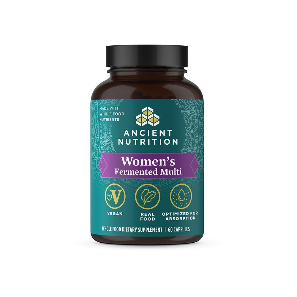 Ancient Nutrition Multivitamin for Women, Women&#39;s Fermented Multivitamin with Vitamin C, D, K, Zinc &amp; Magnesium, Immune Support, Vegan, 60 Ct
