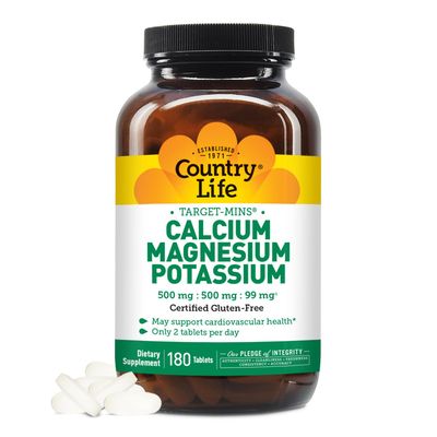 Country Life Target-Mins - Cardiovascular Health Support with Magnesium, Potassium &amp; Calcium, Free-Form Amino Acids, Zinc-Free Electrolyte Supplement