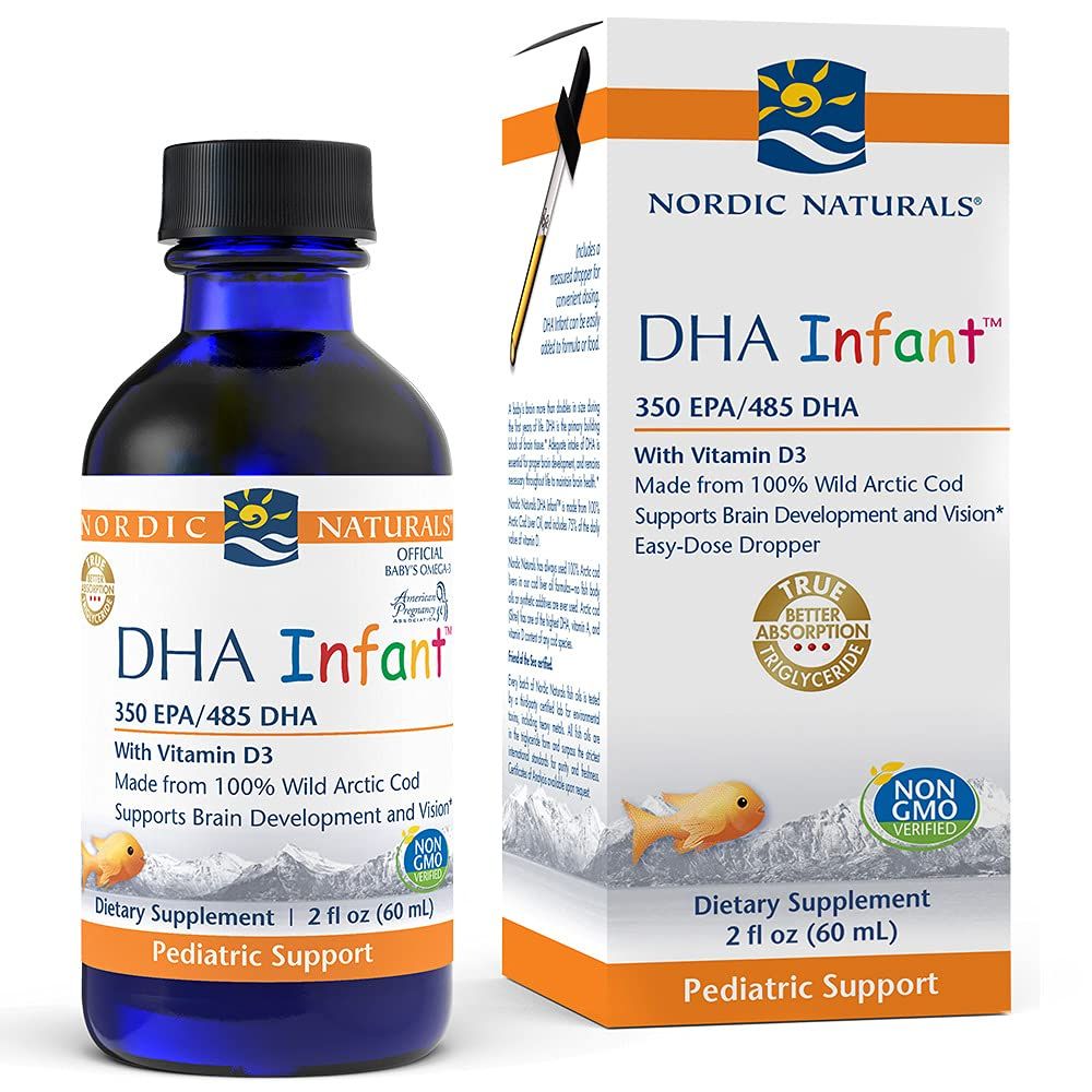 Nordic Naturals DHA Infant, Unflavored - 2 oz - 1050 mg Omega-3 + 300 IU Vitamin D3 - Supports Brain &amp; Vision Development in Babies - Non-GMO - 12 Servings