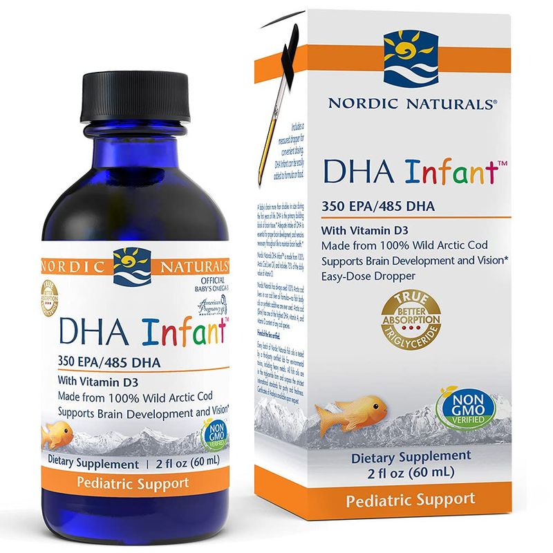 Nordic Naturals DHA Infant, Unflavored - 2 oz - 1050 mg Omega-3 + 300 IU Vitamin D3 - Supports Brain &amp; Vision Development in Babies - Non-GMO - 12 Servings