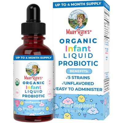 MaryRuth Organics USDA Organic Infant Liquid Probiotic Drops | Baby Essentials | Probiotics for Infants | Baby Probiotic Drops | Proprietary Probiotic Blend | Vegan | Non GMO | 125 Servings