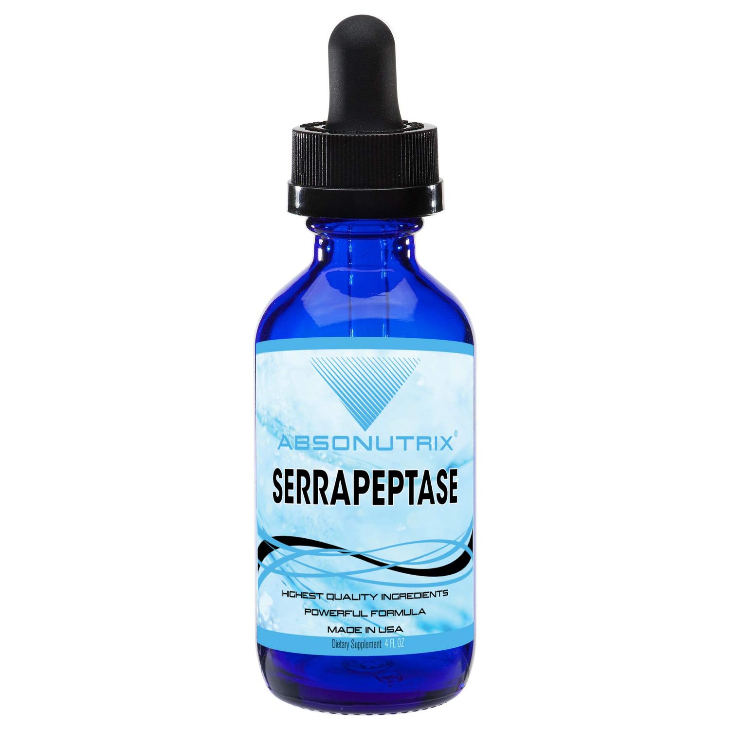 Absonutrix Serrapeptase Enzyme 583mg,125000 spu, 4 Oz drops, 200 Servings, Made in USA, Quick Absorption, Quality Ingredients, Third-Party Tested, Non-GMO, GMP Certified, Cruelty Free Products