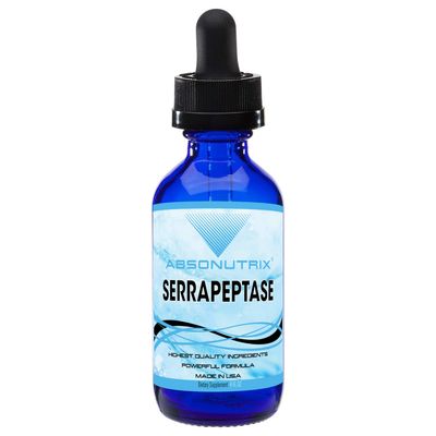 Absonutrix Serrapeptase Enzyme 583mg,125000 spu, 4 Oz drops, 200 Servings, Made in USA, Quick Absorption, Quality Ingredients, Third-Party Tested, Non-GMO, GMP Certified, Cruelty Free Products