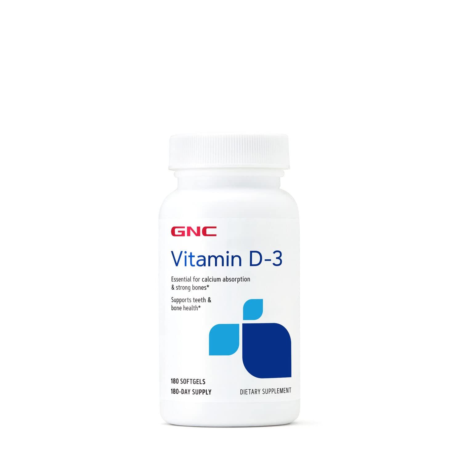 GNC Vitamin D-3-50 mcg - 180 Softgels (180 Servings)