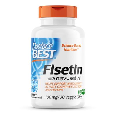 Doctor&#39;s Best Fisetin with Novusetin, Non-GMO, Vegan, Gluten &amp; Soy Free, 100 mg, 30 Count