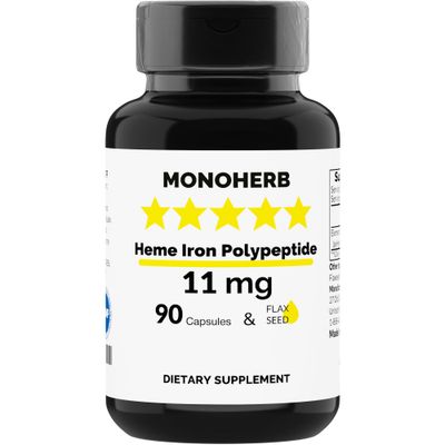 Heme Iron Polypeptide 11 mg - 90 Vegetarian Capsules - Made in USA - Iron Supplement Complex