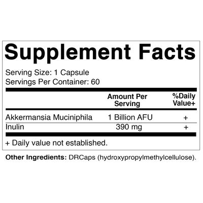 Vitamatic Akkermansia Muciniphila Gut Health - 60 DR Capsules (Delayed Released) - Made with Prebiotic Inulin Fiber