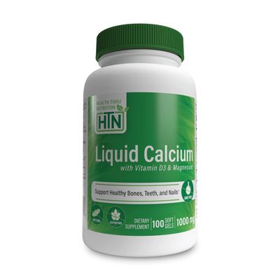 Health Thru Nutrition Liquid Calcium 1000mg, Magnesium 400mg, Vitamin D3 1,000iu and Boron | Bone Restore &amp; Strength with 6 Calcium Complex | 3rd Party Tested | Non-GMO Gluten Free (Pack of 100)