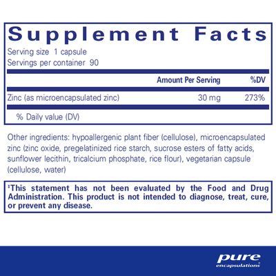 Pure Encapsulations UltraZin Zinc | Enhanced Absorption Mineral Support for Metabolism and Immune Health* | 90 Capsules