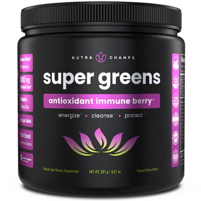 Super Greens Powder Premium Antioxidant Superfood | Organic Greens Fruit and Veggie Vegan Supplement | 40+ Greens and Superfoods Including Wheatgrass &amp; Spirulina | Probiotic Powder Greens, Sweet Berry