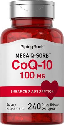 Piping Rock CoQ10 100mg | 240 Softgels | Enhanced Absorption Supplement | Non-GMO, Gluten Free