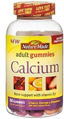 Nature Made Calcium Adult Gummies, Cherry, Orange &amp; Strawberry 80 ea (Pack of 2)