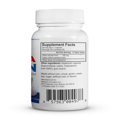 BuyNaturally Potent Allicin Odor Controlled Garlic Supplement by Mega Allicin|180,000mcg (180mg) Veggie Capsules with Immune Support, Gluten-Free (90 Count)