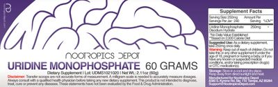 Nootropics Depot Uridine Monophosphate Powder | 60 Grams | Disodium Salt | Supports Healthy Cognitive Function + Enhances Memory* | Supports Healthy Mitochondrial Function*