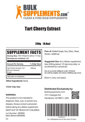 BulkSupplements.com Tart Cherry Extract Powder - Tart Cherry Supplement, Herbal Supplement - Antioxidant Source, Gluten Free, 500mg per Serving, 250g (8.8 oz) (Pack of 1)