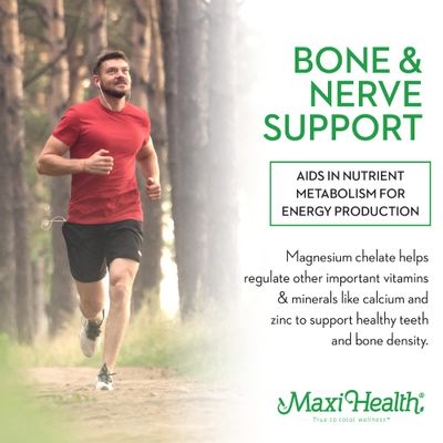 Maxi Kosher Health Energy Production Bone &amp; Nerve Support Magnesium Capsules, 90 Count