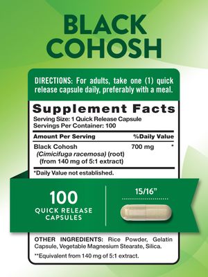 Nature's Truth Black Cohosh | 100 Capsules | Root Extract | Non-GMO &amp; Gluten Free Supplement