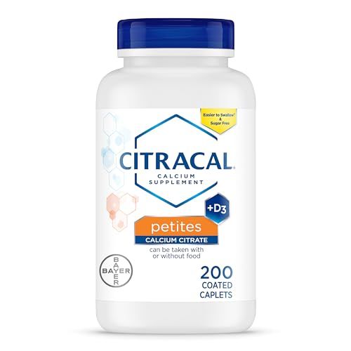 Citracal Petites, 400 mg Calcium Citrate, Easily Absorbed and Highly Soluble with 12.5 mcg (500 IU) Vitamin D3, Bone Health Support for Ages 12+, Smaller and Easier to Swallow Caplets, 200 Count