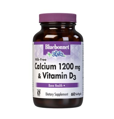 Bluebonnet Nutrition Milk-Free Calcium 1,200 mg Plus Vitamin D3 400 IU - High Potency, Maximum Absorption Strong Healthy Bones &amp; Immune Health Support Supplement, Gluten-Free, Dairy-Free, 60 Softgels