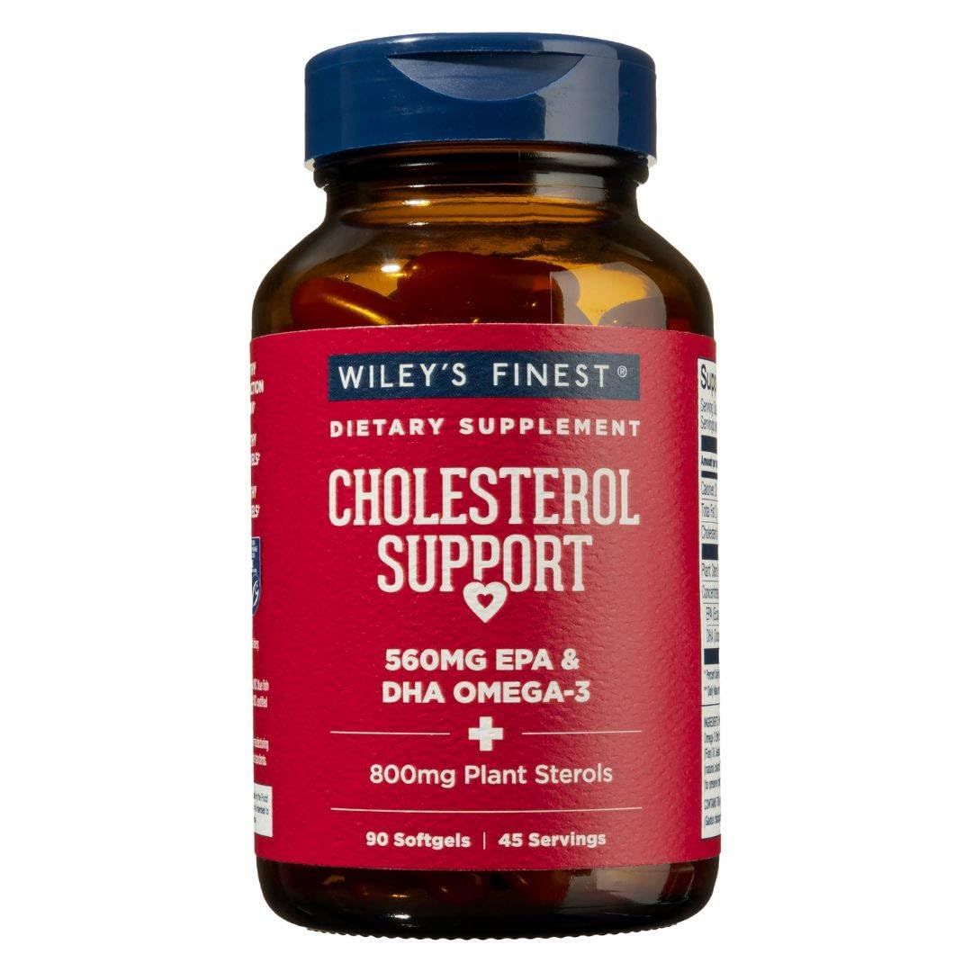 Wiley&#39;s Finest Wild Alaskan Fish Oil Cholesterol Support - Heart Health Supplement for Men and Women - 560mg Omega-3s - 90 Softgels (45 Servings)