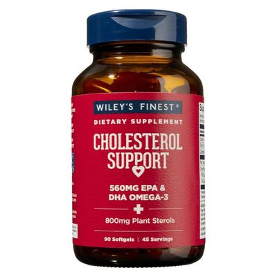 Wiley&#39;s Finest Wild Alaskan Fish Oil Cholesterol Support - Heart Health Supplement for Men and Women - 560mg Omega-3s - 90 Softgels (45 Servings)