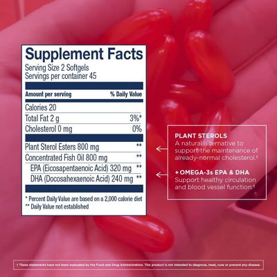 Wiley's Finest Wild Alaskan Fish Oil Cholesterol Support - Heart Health Supplement for Men and Women - 560mg Omega-3s - 90 Softgels (45 Servings)