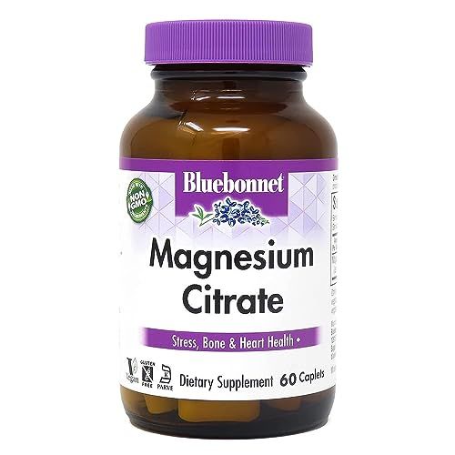 Bluebonnet Nutrition Magnesium Citrate (400mg of Magnesium)- Maximum Absorption - Supports Immune Health &amp; Energy Production - Soyfree, Gluten-Free, Non-GMO, Kosher, Dairy Free, Vegan, 60 Caplets